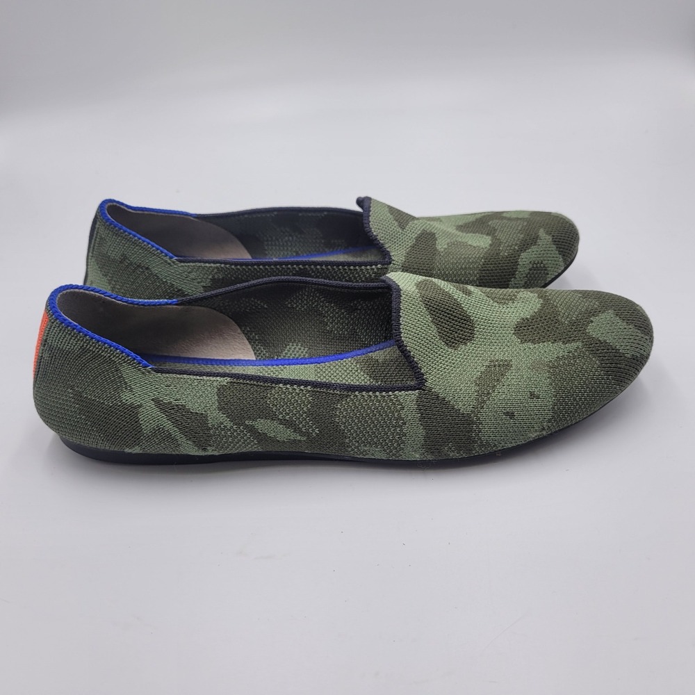 Rothys The Loaferβ Green Camo Knit Slip On Flats Womens 8 Sustainable Camouflage